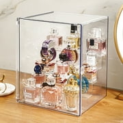 Garmic Clear Acrylic Display Case, 5 Tier Perfume Stand Makeup Organizer Storage Stand Riser Luxury Display Box Storage with Door Dustproof for Mini Figure, Collectible, Toys, Cosmetics