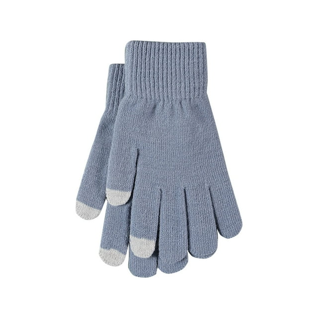 Winter Knitted Solid Color Wool Thickened Brushed Five Finger Finger Cycling Warm Gloves