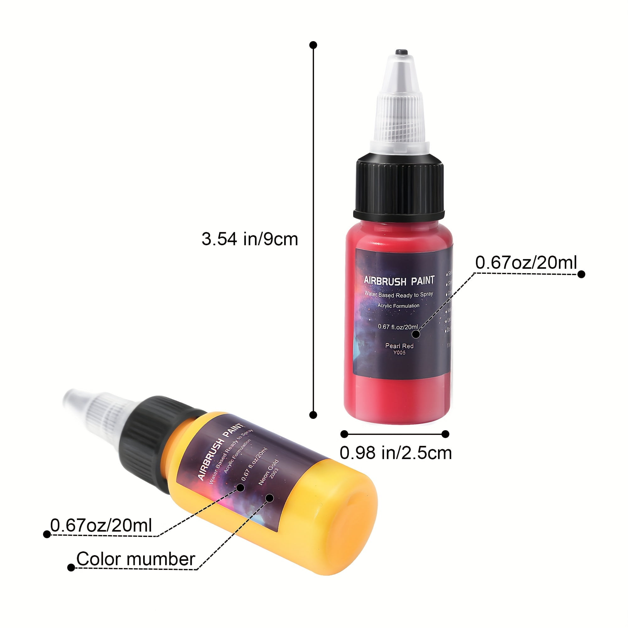 Airbrush Paint，EKOHERR 12-Color Acrylic Airbrush Paint Set