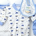 thumbnail image 4 of yocbz Baby Girl Newborn Outfit Set 8PCS jumpsuit+2 Tops+2 Pants+Hat+Sock Shoes+Bib Blue,0-3 Months, 4 of 4