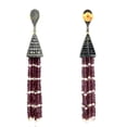 thumbnail image 3 of Garnet Pearl Tassel Earrings Pave Diamond 18k Gold 925 Silver Jewelry With Free Jewelry Box, 3 of 3