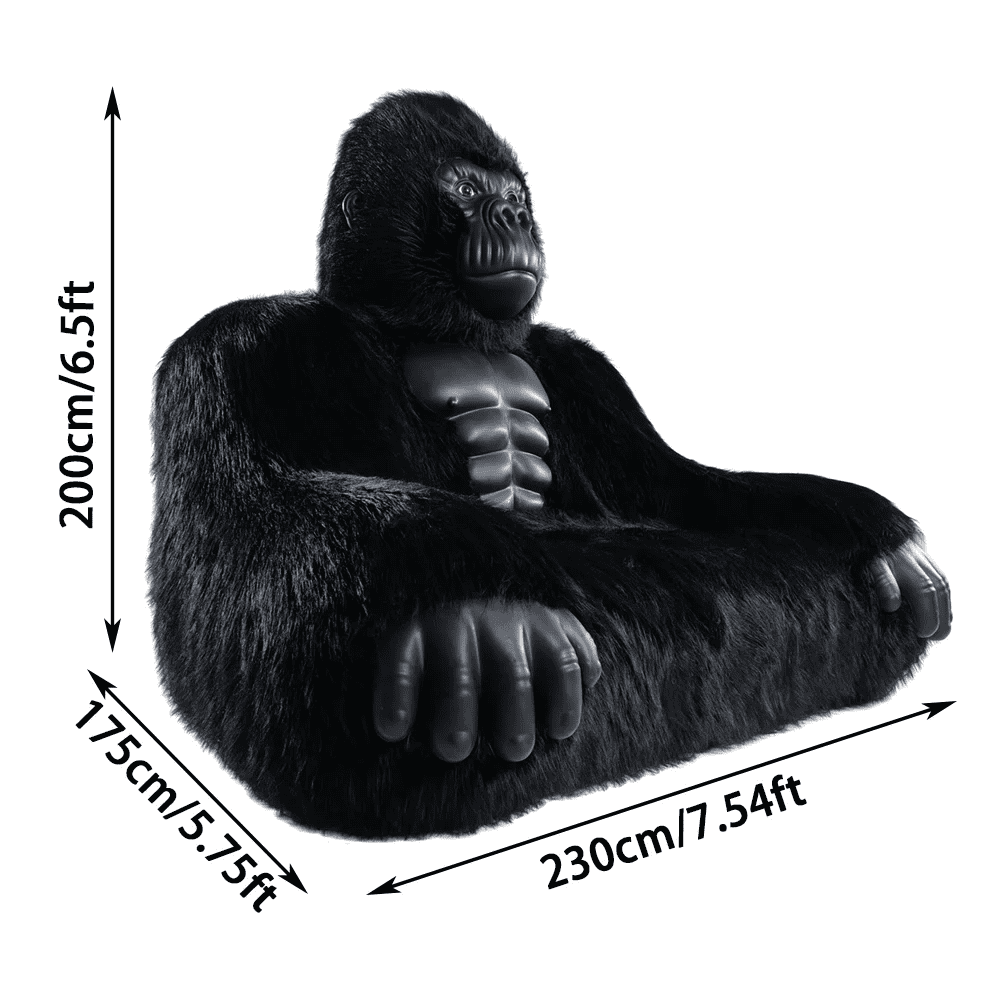 6.56ft Gorilla Inflatable Luxury Sofa Furry Plush Indoor Orangutan Furniture Sofa