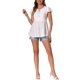 thumbnail image 2 of INSPIRAR CHIC Estilo Blusa de Peplum de Verano para Mujer con Mangas de Ojal de Crochet y Cuello con Lazo S Blanca, 2 of 6