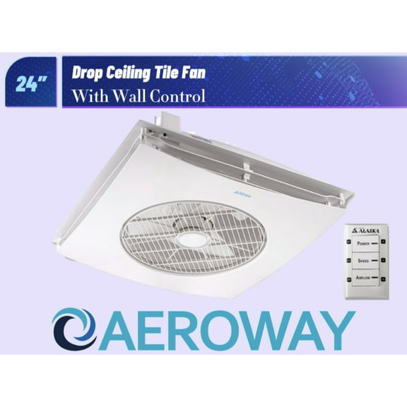 24" Drop Ceiling Tile Fan SA-398WC (Fan for Drop Ceiling Installation Only) 2-Speed - Wall Control Included