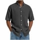 thumbnail image 2 of Blusa y camisa de manga corta con cuello vuelto para hombre, color liso, informal, a la moda, de manga corta, con cuello vuelto y botones, blusa de poliéster para hombre., 2 of 6
