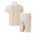 thumbnail image 4 of Conjunto de Pantalones Cortos para Hombre 2 Piezas Trajes de Color Sólido Medio Cremallera Camiseta Solapa, Traje de Pantalones Cortos de Ocio, 4 of 5