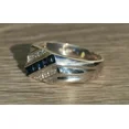 thumbnail image 2 of 2Ct Princess Lab Created Diamond Sapphire Men Wedding Ring 14K White Gold Plated, 2 of 2