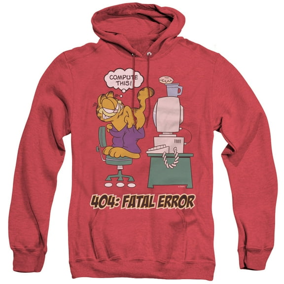 Garfield Compute This Adult Heather Hoodie Sweatshirt Red