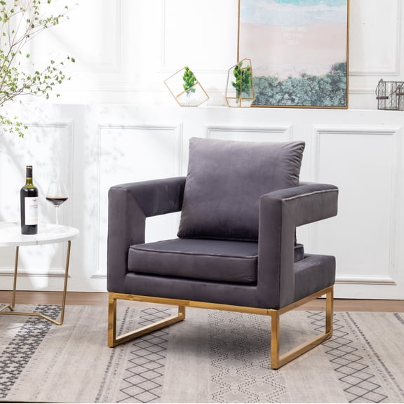 Miekor Furniture Lenola Contemporary Upholstered Accent Arm Chair, Gray 4511
