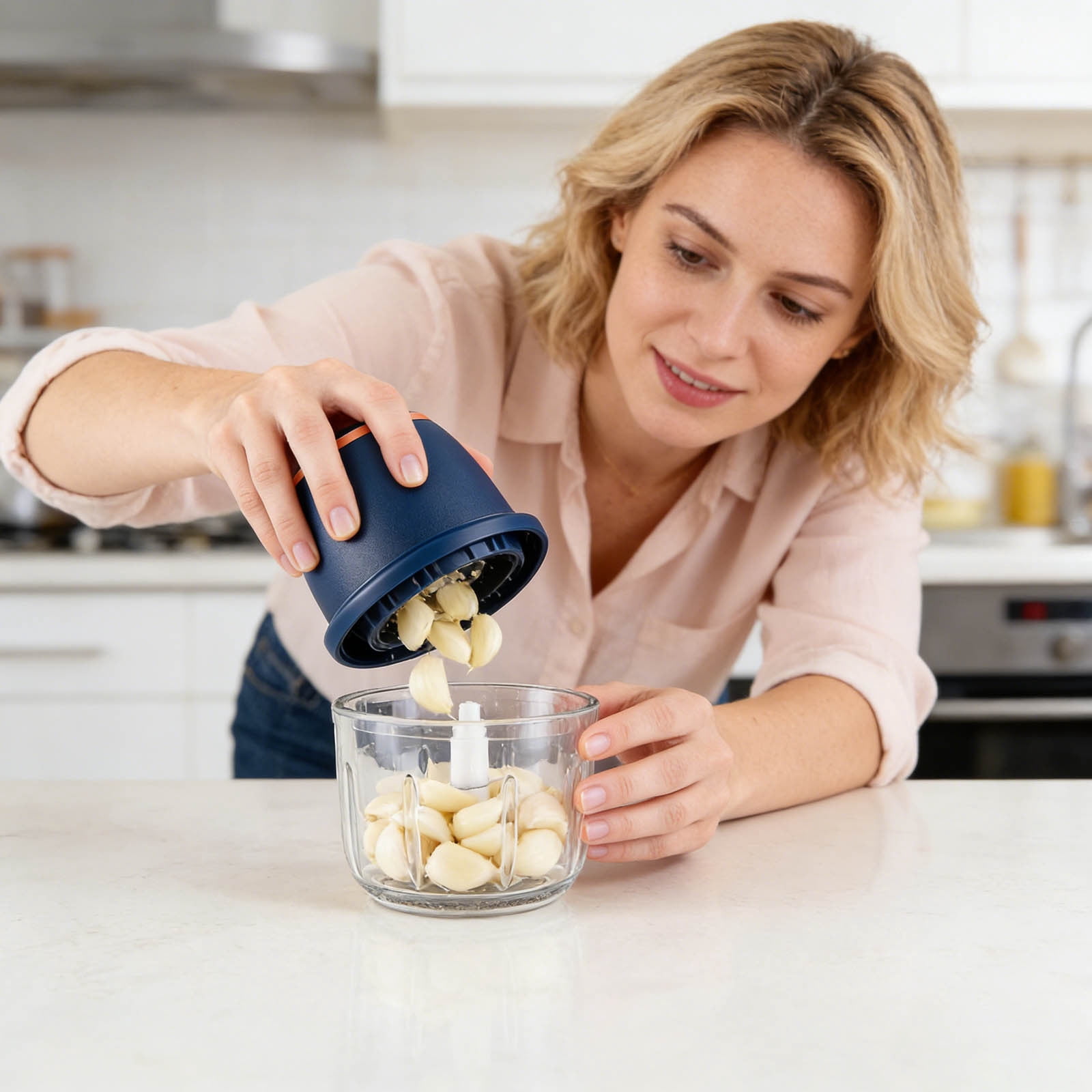 YANDE-2026 New Electric Garlic Chopper, Vegetable Food Chopper, Mini Food Processor, Portable Rechargeable Cordless Chopper for Onion, Chili, Ginger, Nuts, Meat & Fruits (Blue)