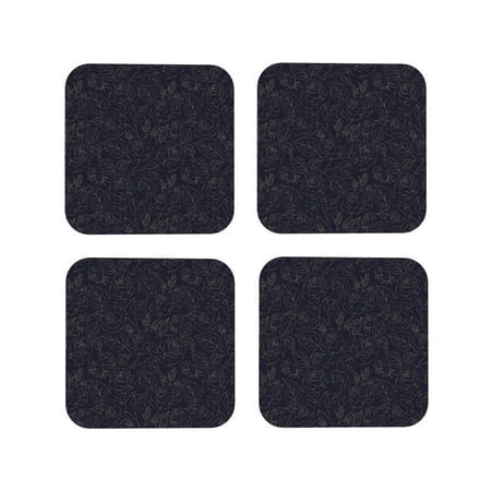 

Tideii Beautiful Roses for Leather Coasters 4 Pieces Anti-fouling and Anti-scalding Decorative Coasters Suitable for Restaurants Kitchens Coffee Shops-Square