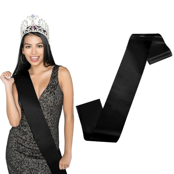 Uxcell 1-Pack Blank Satin Sash, 3.8"/95mm Party Accessory Sashes for Wedding/Birthday/Party Decorations/DIY /Graduation [Black]