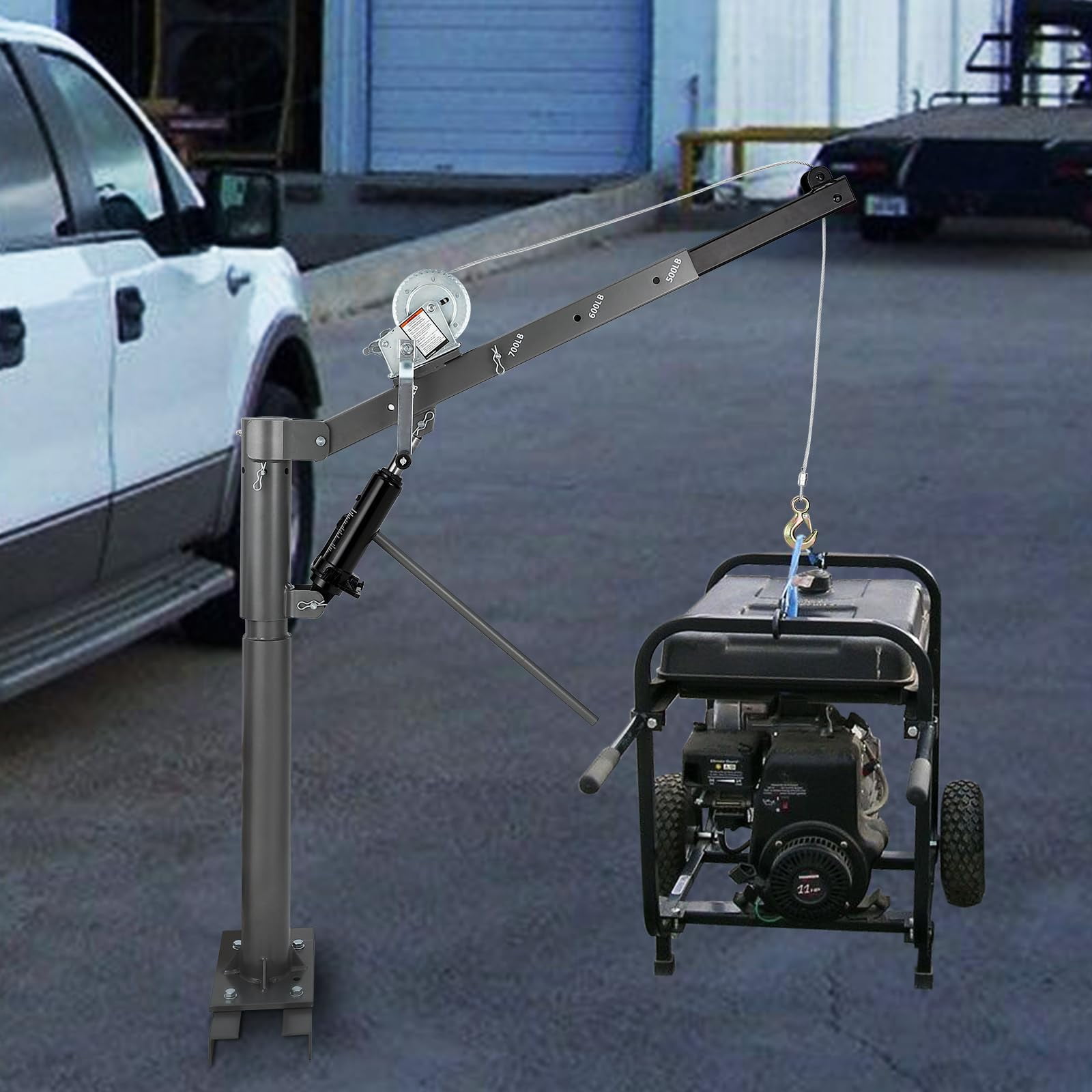 Truck Crane Hoist with 1000 lbs Capacity, Hydraulic Hitch-Mount Truck Crane with Four Capacity for 500 lbs/600 lbs/800 lbs/1000 lbs for Lifting Goods in Truck (Non-Electric)