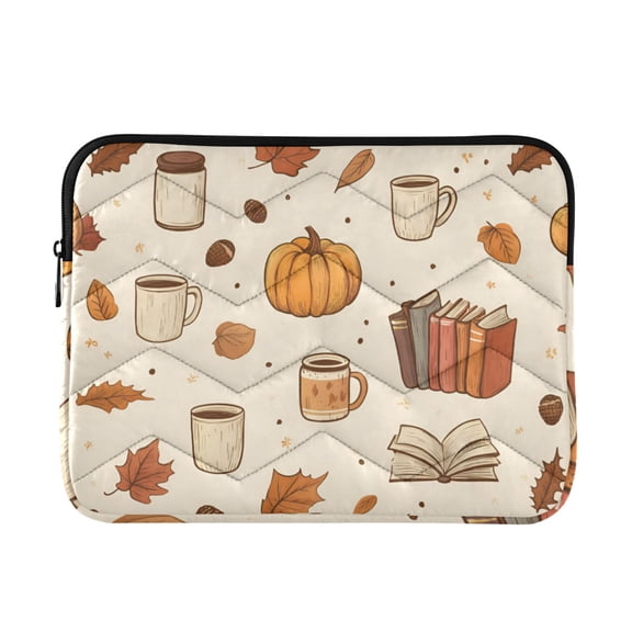 FORMRS 13"-13.3" Laptop Sleeve Protective Case Soft Carrying Quilted Computer Bag Cover, Fall Beige Pumpkin