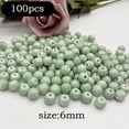 thumbnail image 2 of SPRING Large Hole Pottery Beads 10mm Painted Spacer for Jewelry Crafts DIY 100PCS Green, 2 of 5