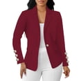 thumbnail image 4 of Edvintorg Womens Blazers for Work Casual Long Sleeve Notch Lapel Suit Jackets with Buttons Fashion Clothing Women Wine XXL, 4 of 9