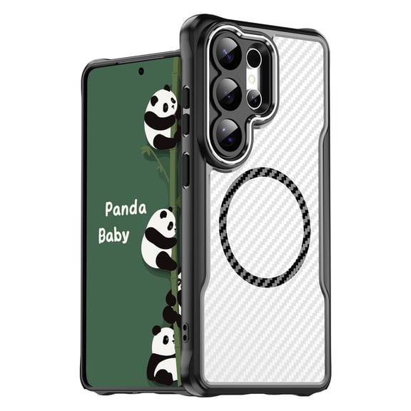 Panda Baby Magnetic Case for Samsung Galaxy S26 Ultra, Compatible with Magsafe, Translucent Matte Back Slim Shockproof Phone Cover (Black)