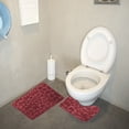 thumbnail image 2 of untoiry 2Pcs Non-slip Mat Set Plush Floor Pad Door Carpet Stone Bathroom Toilet Water Absorbent Rug, Dark Red, 2 of 7