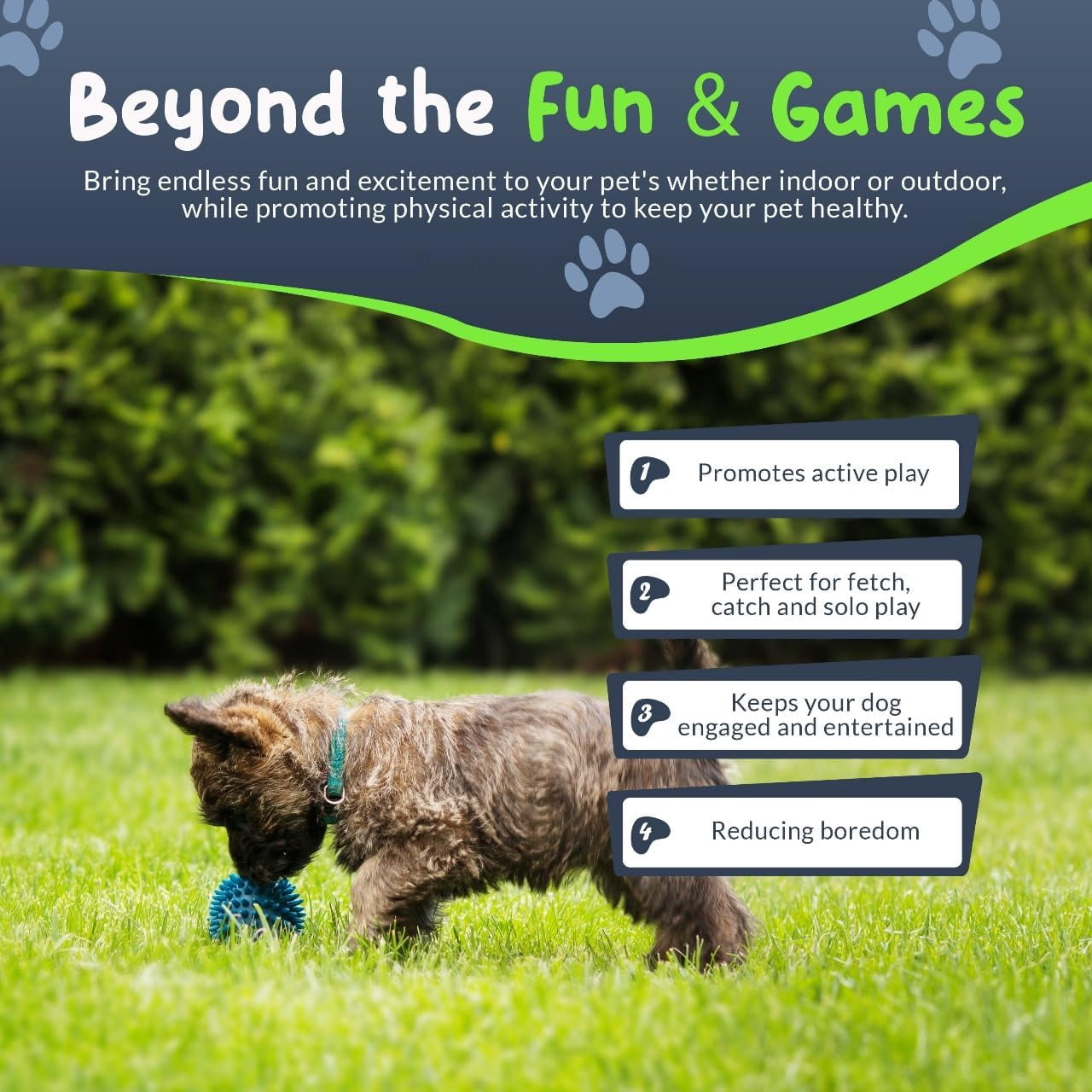 Spiky Dog Ball 1.8 Inch - Squeaky Textured Chew Toy for Small Dogs 4 Pack - Rubber Ball for Puppies, Aggressive Chewers, Gum Stimulation - Non-Toxic