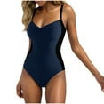 thumbnail image 3 of Taqqpue Women's One Piece Swimsuits Tummy Control Bikini Set Coverage Sexy V Neck Bathing Suit Solid Color Swimwear Beach vacation clothes, 3 of 8
