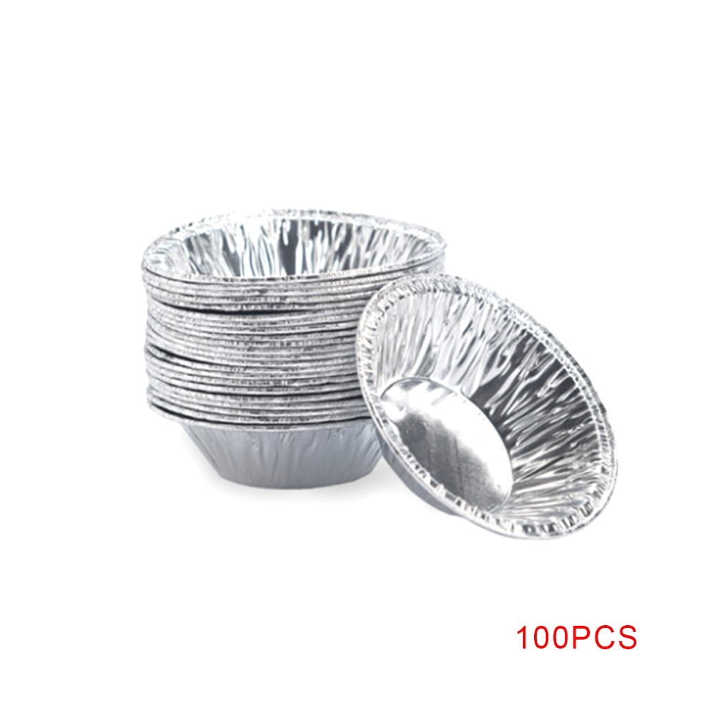 100* Disposable Aluminum Foil Tart Pan Mini Pot Pie Tart Bake Plate Tin Pan Mold 