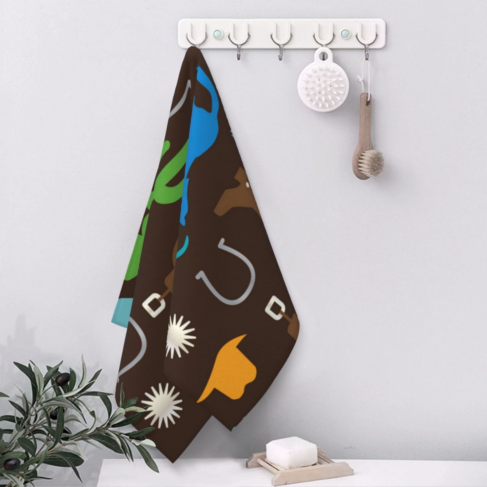 Cowboy Western West Horse Cactus 27.5" x 16" Ultra Soft Hand Towel, Face Wash Cloth for Bathroom, Gym, Travel, Pool