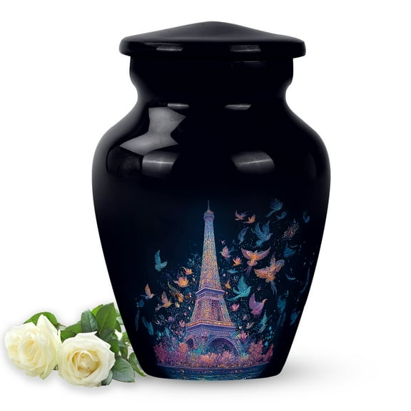 SABURIAL Eiffel Tower Urn - Mini Elegant Memorial Urn For Men & Women Ashes - Small Funeral Keepsake Urns Tribute For Human Remains - Funeral Urns For Ashes - 3 Inch - Pack Of 1