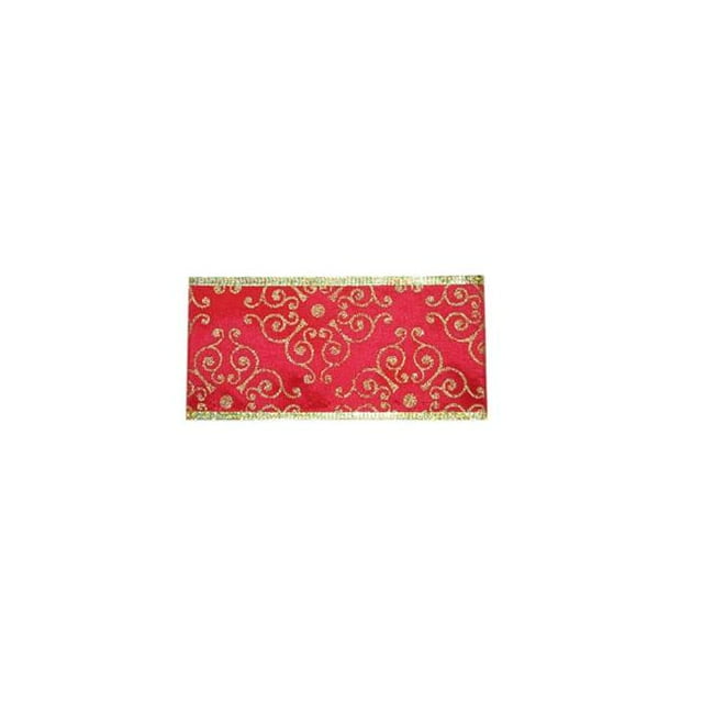 Reliant Ribbon 92708W-065-40K Filigrane Paillettes Valeur Filaire Bord Ruban - Rouge - 2,5 Po x 50 Verges