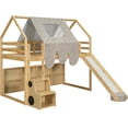 thumbnail image 3 of JERFIT Twin Wood Loft Bed House with Tent, Natural+Beige, 3 of 10