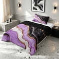 thumbnail image 2 of Manfei Aesthetic Marble Twin Comforter Sets, Marbling Metallic Bedding Set, Purple, Black and Gold, Black Reversible 2pcs, 1 Comforter and 1 Pillowcase, 2 of 6
