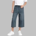 thumbnail image 2 of CHEEREAM Boys Capri Baggy Jeans Teens Straight Wide Leg Denim Pants Kids Elastic Waist Loose Fit Trousers Causal Pockets Bottoms, 2 of 7