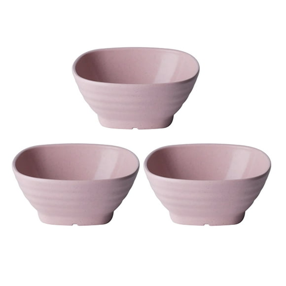 KAKOWELY 3pcs Environmental Wheat Straw Bowls Japanese Style Fiber Biodegradable Soup Bowl Salad Bowl Kid-friendly Mealtime Dinnerware Non Toxic Tableware Set (Pink),5.31"X5.31"X2.36"