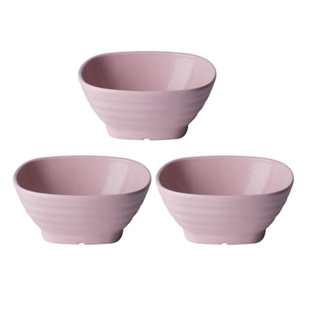 Juego de 3 cuencos ecológicos de paja de trigo, de fibra biodegradable, estilo japonés, para sopa y ensalada, aptos para niños, no tóxicos (rosa)