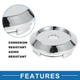 thumbnail image 3 of Universal Wheel Center Hub Cap Durable 64mm 2.52" Outside Diameter Vehicle Hub Covers Silver Tone, 3 of 6