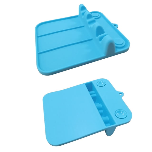 1PC Spoon And Lid Rest Kitchen Spoon Holder Suction Cup Spoon Rest Silicone Utensil Rest With Drip Pad Non Slip Dangle Spoon Rest Household Kitchen Accessory Kitchen Utensils Rest For Cou Blue
