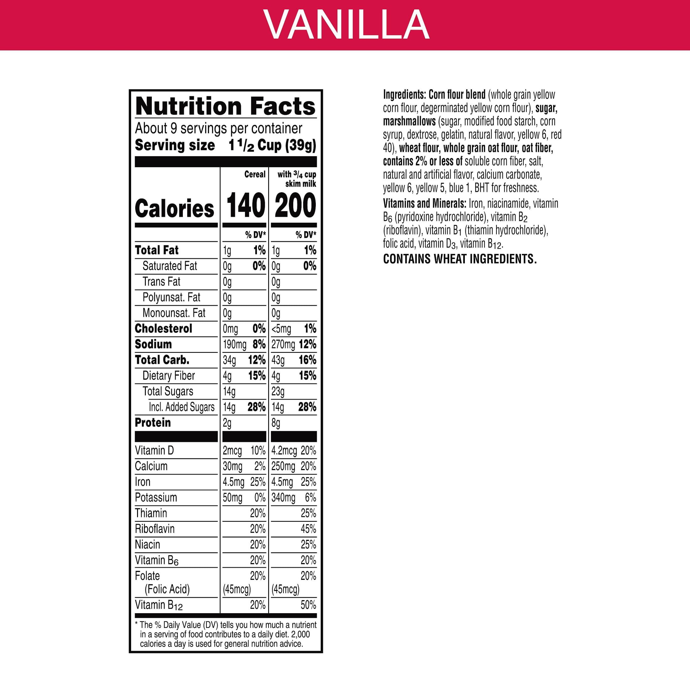 Kellogg's Charlie Brown Cold Breakfast Cereal, Halloween Cereal, Family Breakfast, Family Size, Vanilla Flavored, 12.7oz Box (1 Box)