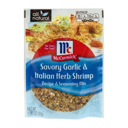 Garlic Shrimp Recipe (4 Pack) McCormick Recipe & Seasoning Mix - Savory Garlic & Italian Herb Shrimp, 1.06 OZ ()