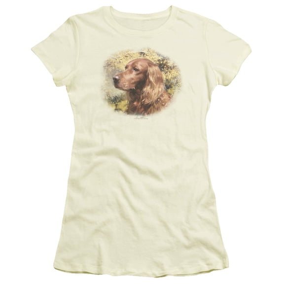 Wildlife Irish Setter Head S/S Junior Women's T-Shirt Sheer Cream