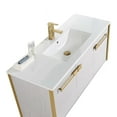 thumbnail image 3 of Fine Fixtures Oakville 48 in. W x 18 in. D x 33 in. H Wall Mounted Bathroom Vanity in Mild Grey Oak with White Ceramic Sink - Satin Brass hardware, 3 of 8