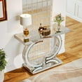 thumbnail image 3 of Tribesigns Mirrored Console Table, Modern Silver Entryway Table with Sparkling Crystal Inlays, 3 of 7