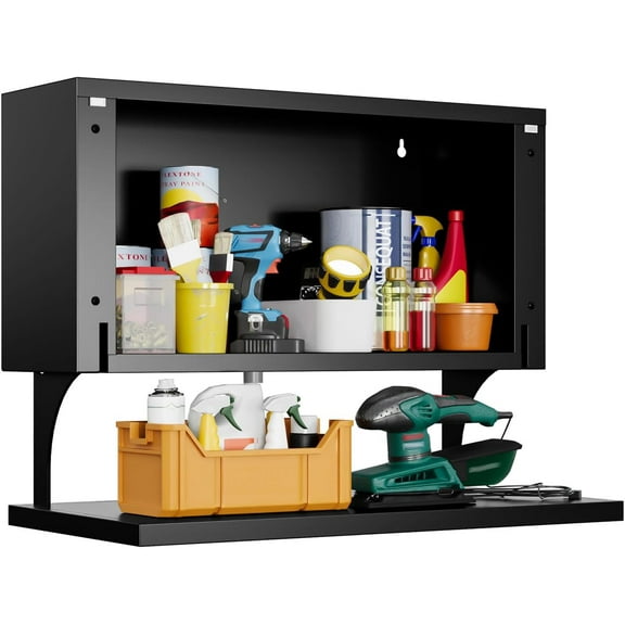GFNXYI Metal Wall Cabinet with Door,Wall Mounted Metal Storage Cabinet with Shelf,Floating Garage Tool Cabinet for Garage,Office,Warehouse,Kitchen