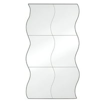 LAMIRO Wavy Mirror Wall Stickers Decor,3D Art Diy Acrylic Mirror,Mirror Wavy Beveled Edge Frameless Bathroom Mirrors for Home Living Room Bedroom Sofa Tv Setting Wall Decor
