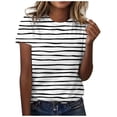 thumbnail image 1 of TSADFHJI Chandail en Molleton Col Rond Femme Noël Classique Polyvalent Quotidien Manches Courtes Rayé Léopard Camouflage Color Block Décontracté Col Rond TTG Noir, 1 of 5