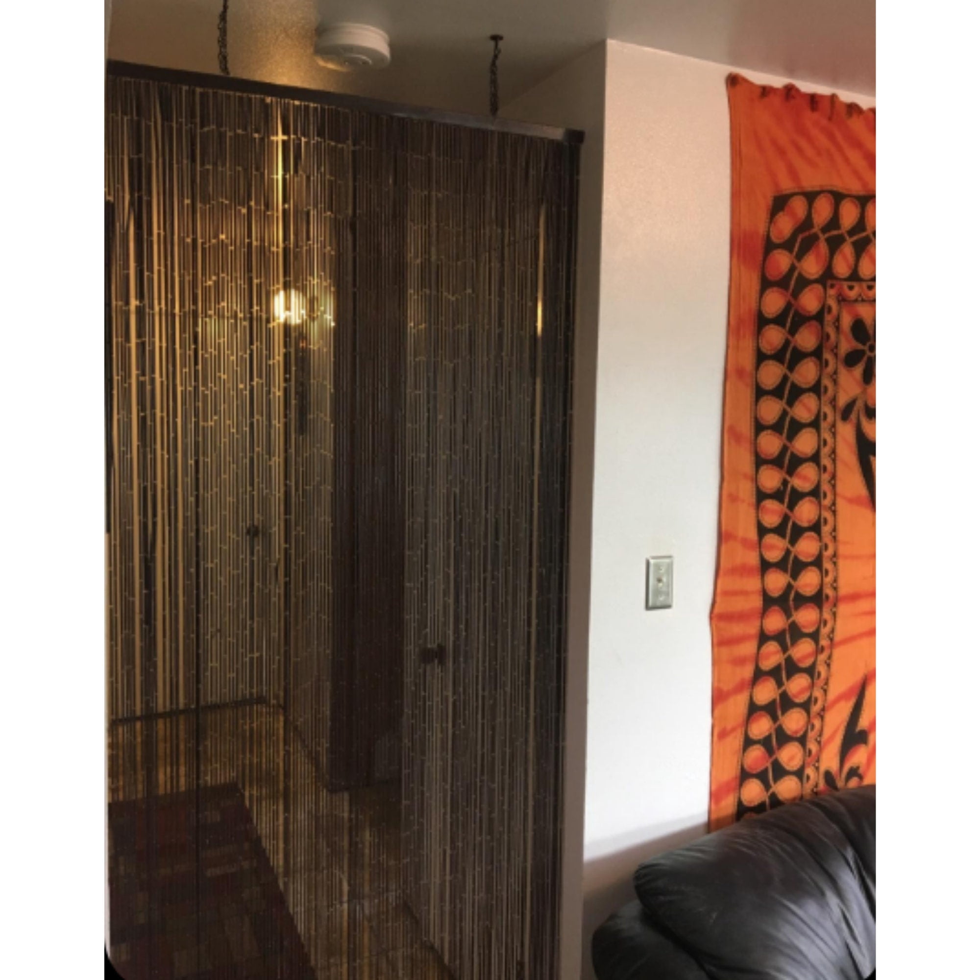 Vauluxe Vintage Solid Dark Brown Sheer Beaded Curtains, 36" x 79", 125 Strands