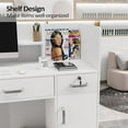 thumbnail image 5 of Omysalon Modern Reception Desk with Lockable Drawers, Storage Cabinet & Shelf, Salon Reception Room Table, Office Computer Desk, Clothing Store Checkout Counter, White(47.2”W x 18.9”D x 43.7”H), 5 of 8