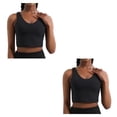 thumbnail image 2 of Minnieouse Camisola de yoga para mujer Vestido de fitness femenino Estilo simple Chalecos para niñas Sujetador sin mangas Chaleco Top Camisas Negro METRO 2piezas, 2 of 6