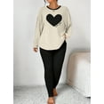 thumbnail image 4 of Plus Size Heart Fitted Long Sleeve And Long Pants Loungewear Set, 4 of 6