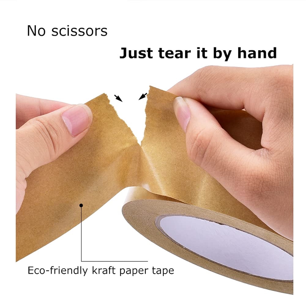 Triani 5 Rolls Self Adhesive Kraft Paper Tape 1.97 inch x 55 Yard Brown Shipping Tape Cardboard Tape for Heavy Duty Packing and Carton Sealing