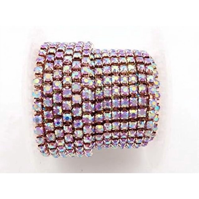 HUGFEGWE 5Yard High Density 4mm Rhinestone Cup Chain Sew On Glue On DIY Trimming-Crystal Rhinestones for Crafts-Rhinestones for Sewing-Rhinestone Close Chain-Rhinestone Chain for Jewelry Making