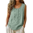 thumbnail image 2 of BUIGTTKLOP Womens Cotton Linen Tank Tops Boho Wide Strap Sleeveless Summer Tops Embroidered Flowy Blouses Causal Shirt, 2 of 6